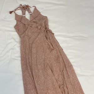 Pink Lily Downtown Destination Spotted Mauve Maxi Dress
